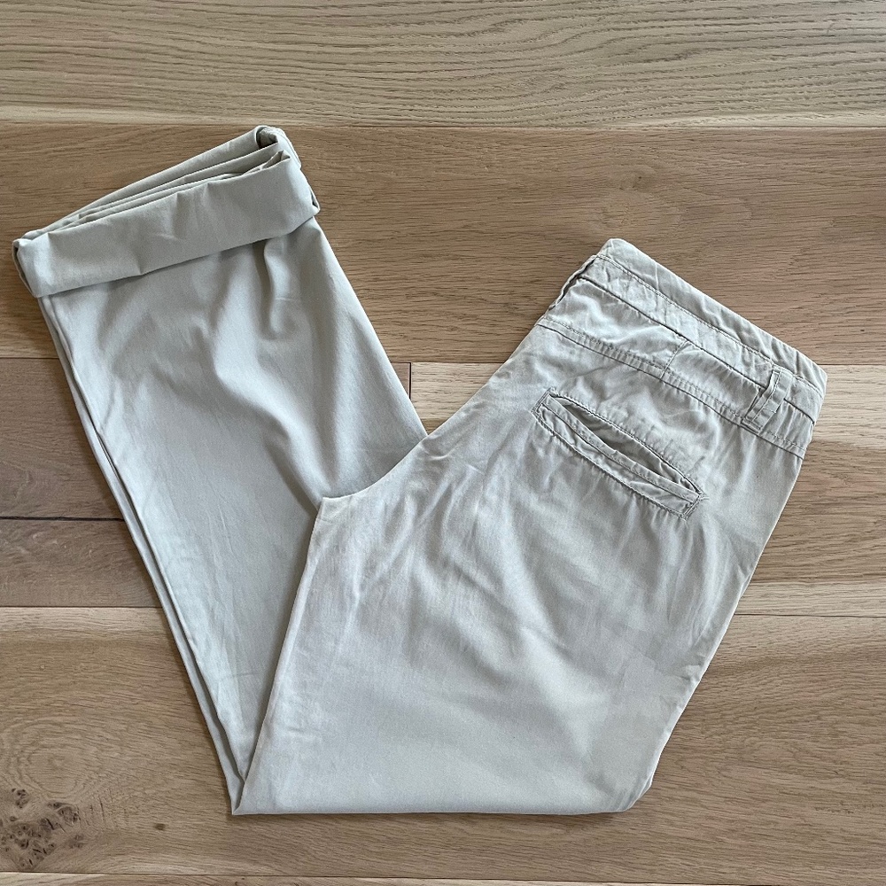 H&M Cotton Khaki Mid-Rise Pants